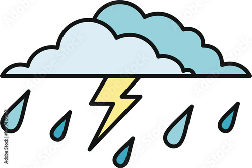 Cloud showing rain and lightning representing stormy weather conditions