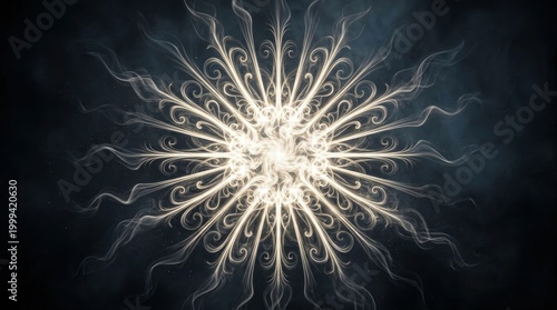 Abstract starburst pattern in white and gray, elegant and artistic modern design element