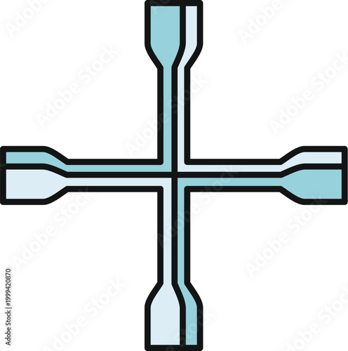Flat icon illustration of a cross lug wrench for changing vehicle tires
