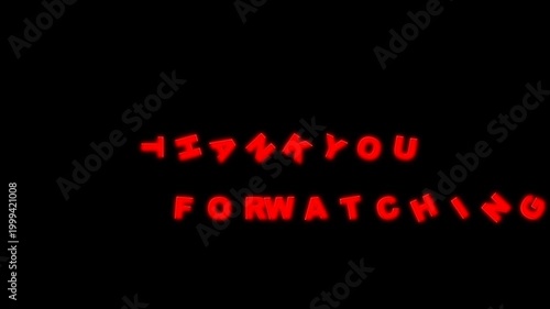 Glitchy digital text overlay displaying thank you for watching message on black background.