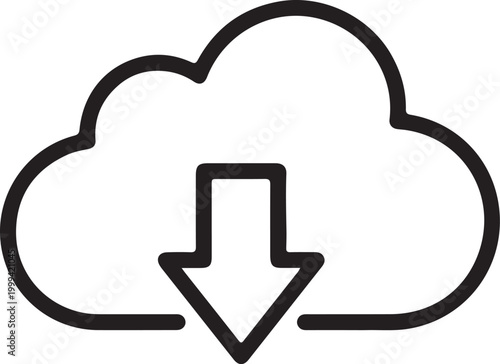 Download cloud icon with a downward arrow, representing data transfer and storage