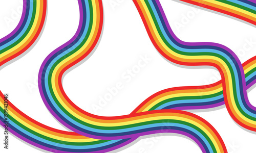 Rainbow ribbon frame with white copy space for pride celebration
