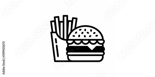 food vector illustration of a fast food icon featuring a meat cheeseburger on a bun with lettuce and a festive easter egg with a ribbon for a lunch menu design