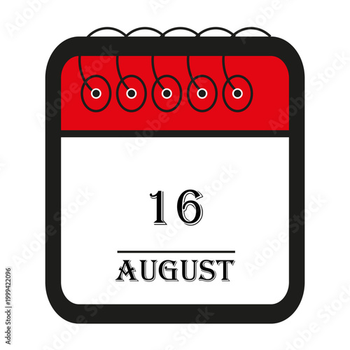 calendar august 16 icon vector reminder for important deadlines and special events this autumn season