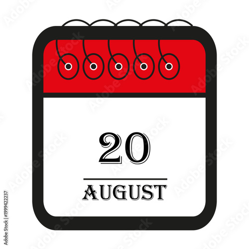 calendar august 20 icon vector reminder for important deadlines and special events this autumn season