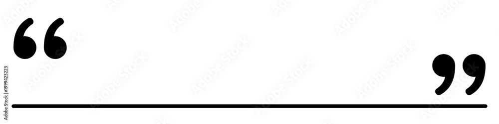 Obraz premium Graphic element with quotation marks and an underline. Minimalist template for text highlighting. Vector illustration.