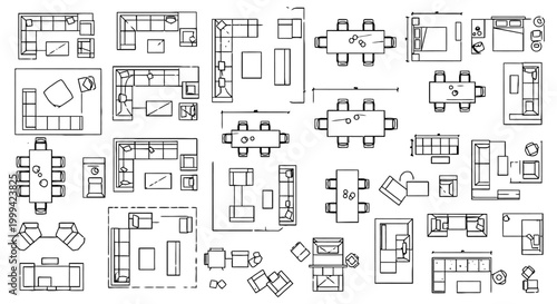 collection of architectural floor plan furniture cad blocks for interior design