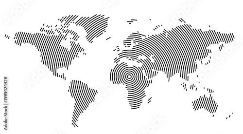 Map of the earth showing the area with concentric circles like a shooting target