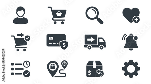 Set of e-commerce and online shopping user interface icons.