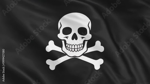 Waving pirate flag, mp4 video. AI