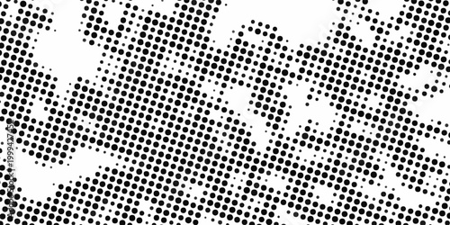 Grunge halftone gradient background. Faded grit noise texture. White and black sand wallpaper. Retro pixelated backdrop. Anime or manga style comic overlay.