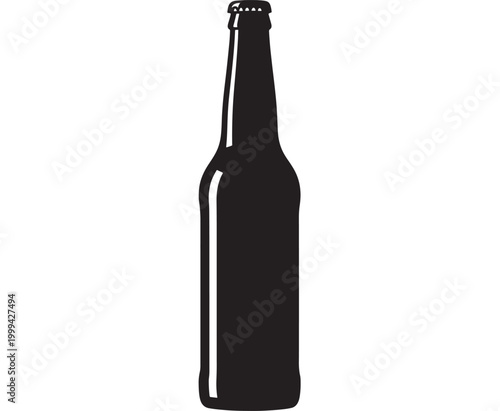 Bottle of dark liquid icon with simple silhouette and white outline on clean background for beverage branding