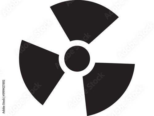Nuclear radiation symbol icon with bold black trefoil design on white background for warning signage and safety graphics