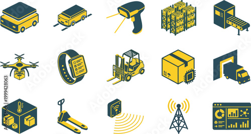 Warehouse logistics and automation icons