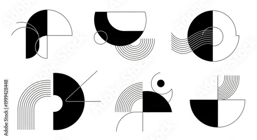 black and white icons set