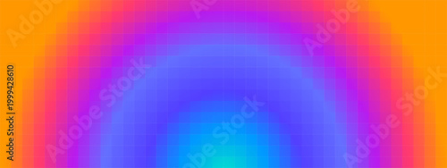 Vibrant  radial pixelated, semi-circular radial gradient background