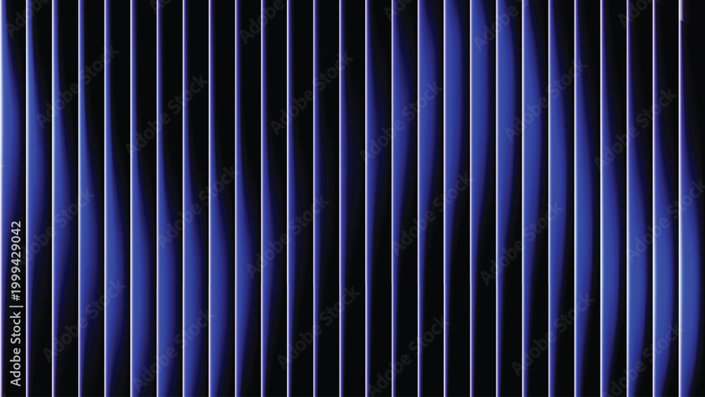 Obraz premium Abstract blue glass ripple background with vertical stripe blur, glowing cyan light transitions, dark gradient depth, futuristic distortion, smooth luminous flow, modern vector illustration