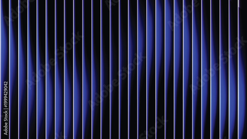 Abstract blue glass ripple background with vertical stripe blur, glowing cyan light transitions, dark gradient depth, futuristic distortion, smooth luminous flow, modern vector illustration