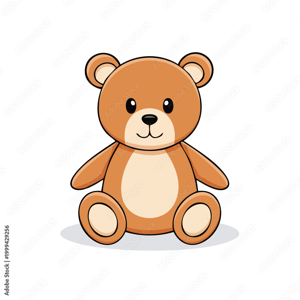 Fototapeta premium Adorable cartoon brown teddy bear with soft fur sitting happily, perfect for children's stories and gifts
