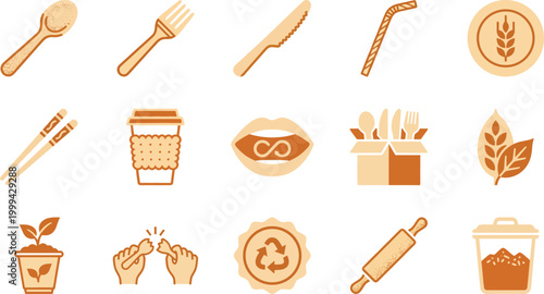 Edible utensils and eco friendly food icons