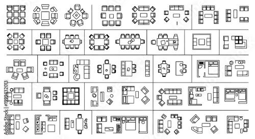 collection of interior design floor plan furniture elements and layouts