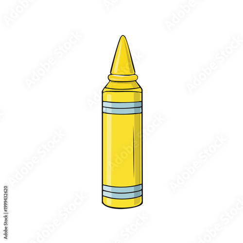 Bright Yellow Crayon with Blue Stripes a Simple Drawing for Art and Creativity