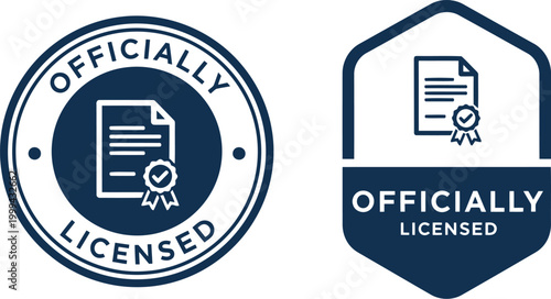 Officially Licensed Badge Icon Set – Certificate, Seal, Ribbon, Vector Emblem for Business and Legal Use