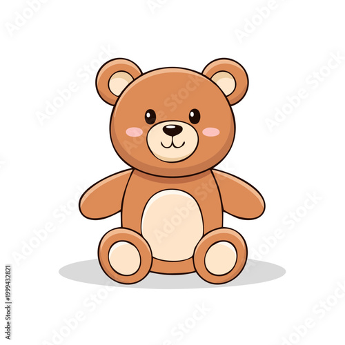Adorable Cartoon Brown Teddy Bear Sitting Playful Happy Toy
