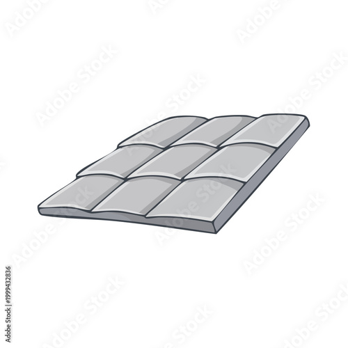 Illustration of a segment of a light gray tiled roof on a white background