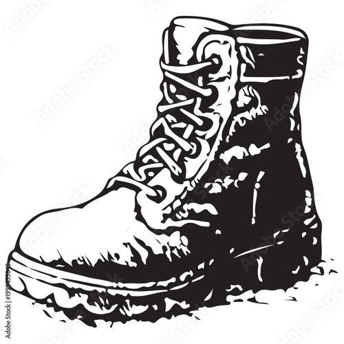 Hiking Boot Illustration for Outdoor Trekking Adventure Footwear and Camping Lifestyle Gear