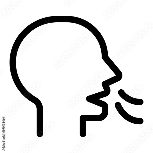 Breathing Exercise Black Outline Icon, Wellness Head
