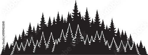 Black silhouette of a dense forest