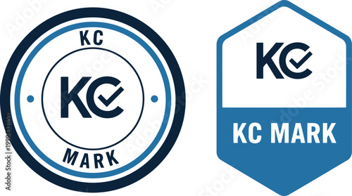 KC Mark certification badge icons set, vector quality assurance and compliance logo design