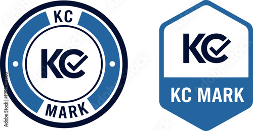 KC Mark certification logo set in blue vector style for product compliance and quality assurance
