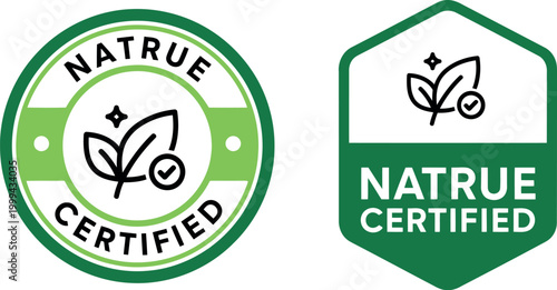 NATRUE Certified Organic Badge Vector Icons for Natural Eco-Friendly Product Labeling and Packaging Design