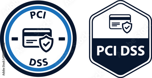 PCI DSS compliance badge icons for secure payment card data protection and cybersecurity standards