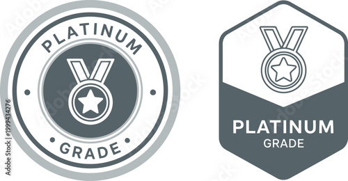 Platinum Grade Badge Icons Set – Premium Quality Award Emblem Vector Design for Certificates and Labels