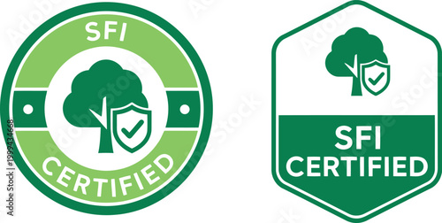 SFI Certified Badge Vector Set for Sustainable Forestry and Eco-Friendly Product Labeling
