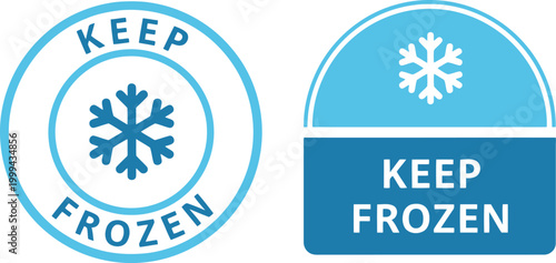 Keep Frozen Label Icons with Snowflake Symbol for Food Packaging and Cold Storage Safety