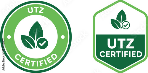 UTZ Certified eco label icons for sustainable agriculture and ethical product packaging design
