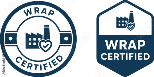 WRAP Certified Badge Icons for Ethical Manufacturing and Sustainable Factory Certification Labels