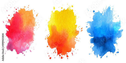 Modern watercolor set paint splash design. colorful rainbow artistic brush collections texture and creative vector background.