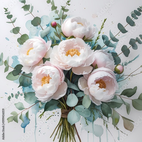 hand drawn watercolor flowers with visible paper texture and artistic drips