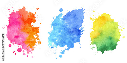 Modern watercolor set paint splash design. colorful rainbow artistic brush collections texture and creative vector background.