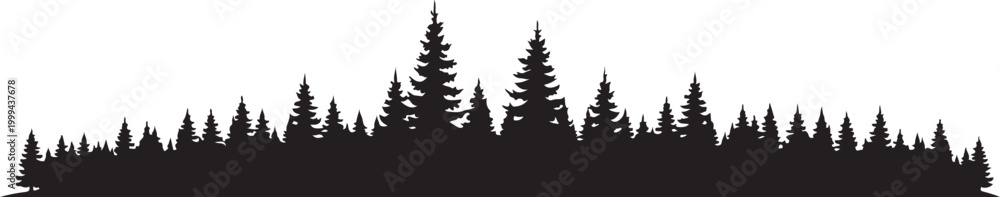 Obraz premium Black silhouette of pine trees