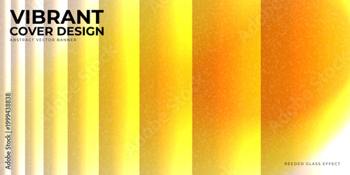 Vibrant concept of reeded glass effect banner. Vector bright cover with colorful blurred shape with reeded glass effect. Modern banner with gradient translucency for branding, UI design.
