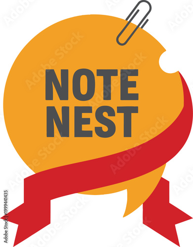 Modern Minimalist Note Nest Sticker Design Vector Illustration 