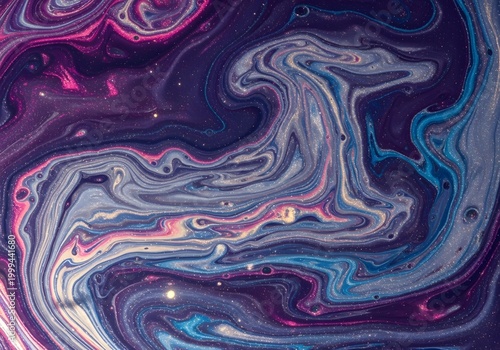 Swirling galaxy inspired liquid colors with pink and blue hues