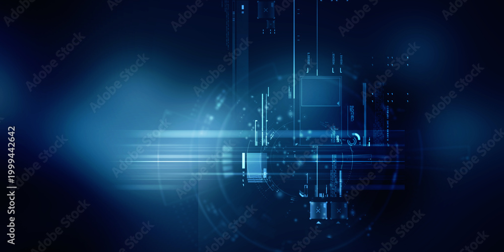 Obraz premium 2d illustration Abstract futuristic electronic circuit technology background