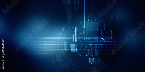 2d illustration Abstract futuristic electronic circuit technology background